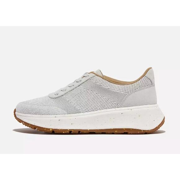 FitFlop F-Mode E01 Knit Flatform Sneakers Grey Suede/Poly Side 10 US 42 EU NWOB - Picture 2 of 14